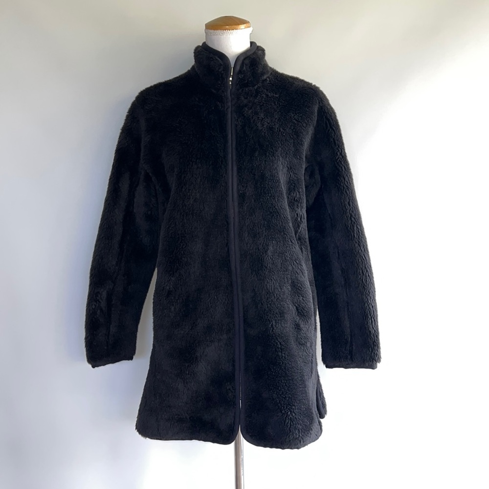 J. Crew Black Zip Up Plush Faux Fur Teddy Coat - sz XS
